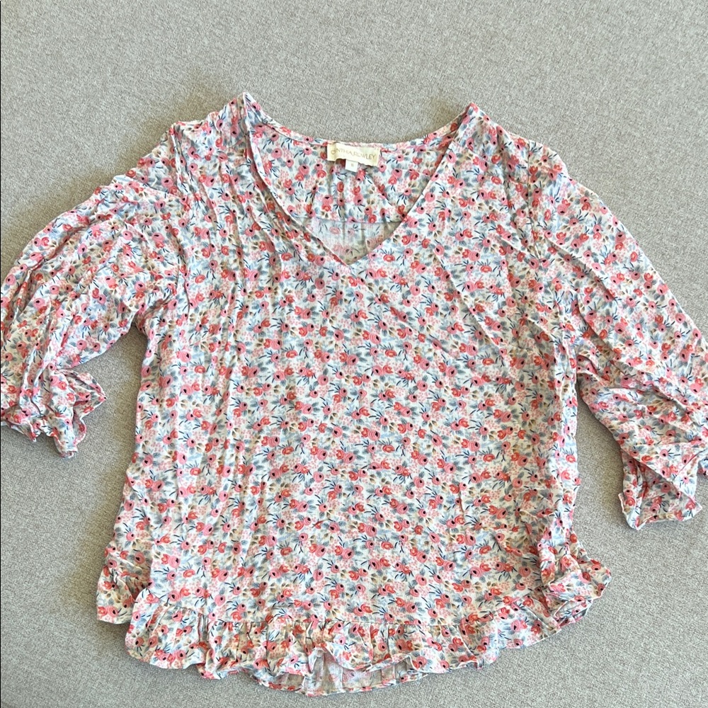 Cynthia Rowley Pink Floral Blouse